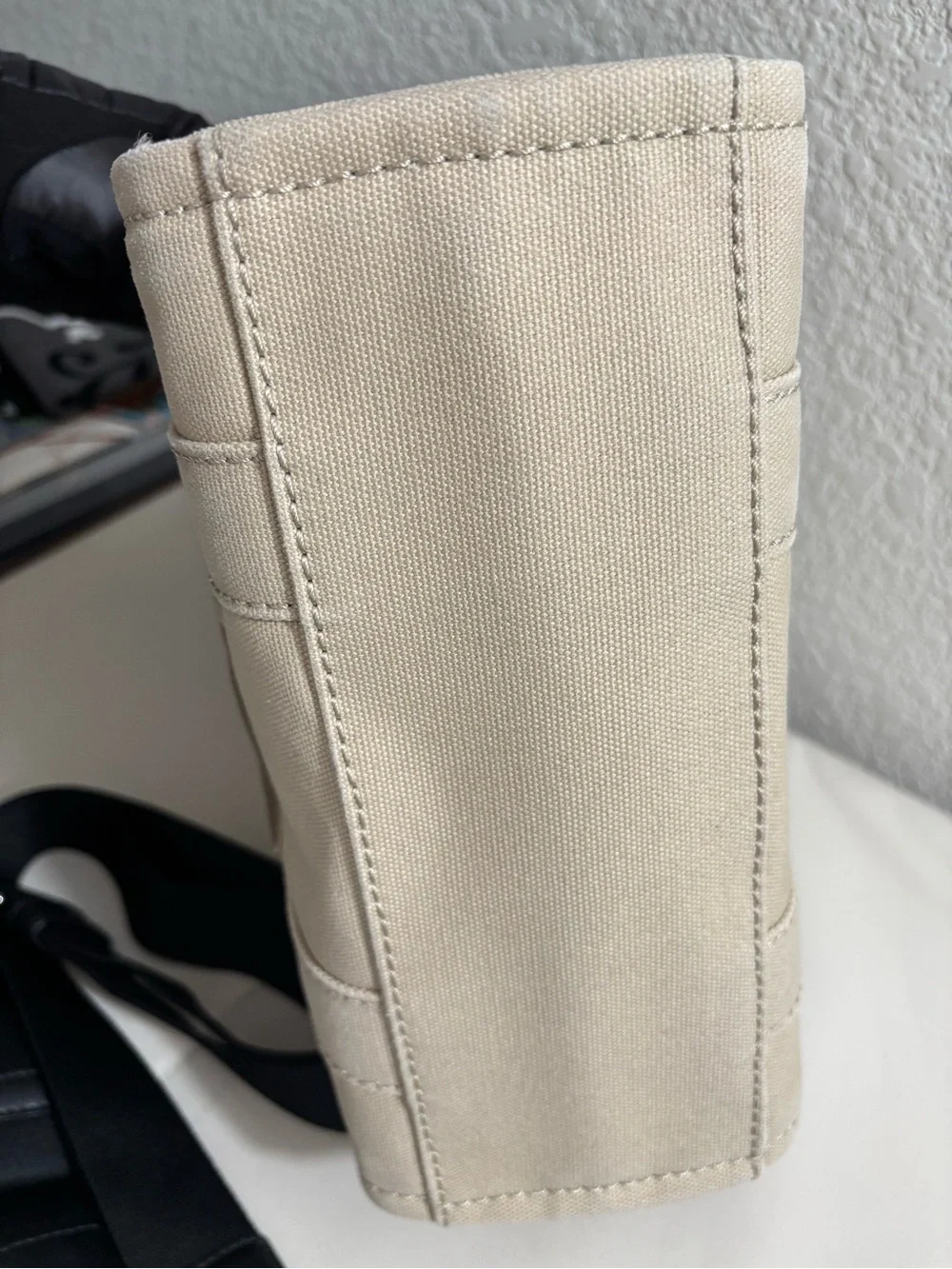 Marc Jacobs Small Canvas Tote in Beige with Black Strap